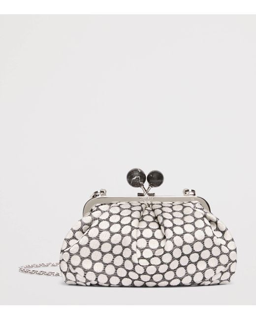 Weekend by Maxmara White Woven Jacquard Pasticcino Clutch Bag