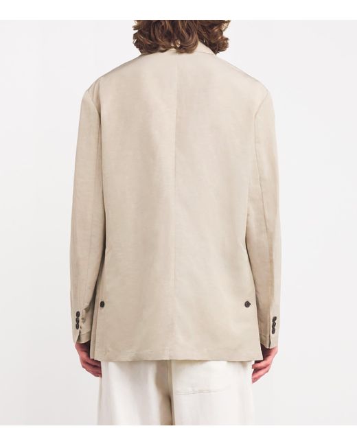 Emporio Armani Natural Linen-Blend Technical Double-Breasted Blazer for men