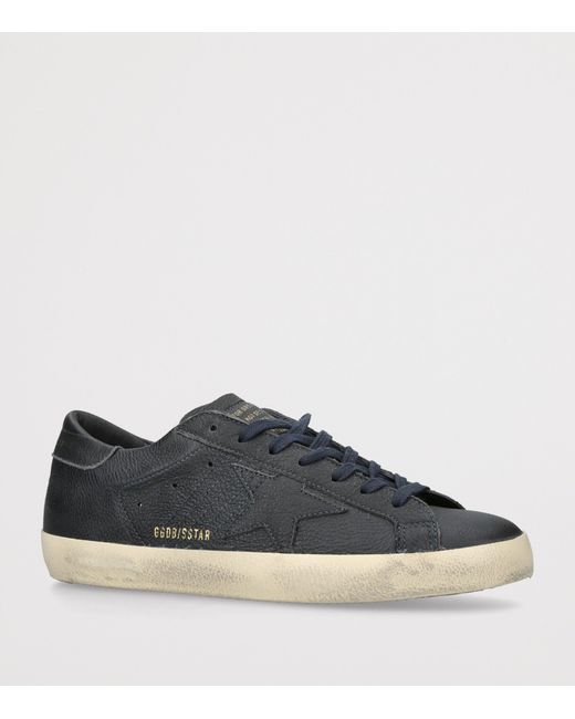 Golden Goose Deluxe Brand Blue Leather Super-Star Sneakers for men