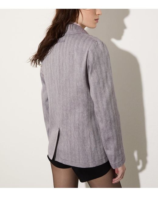 MAX&Co. Gray Linen-Blend Herringbone Peacoat