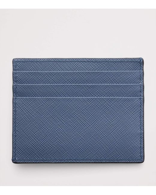 Prada Blue Saffiano Leather Card Holder for men