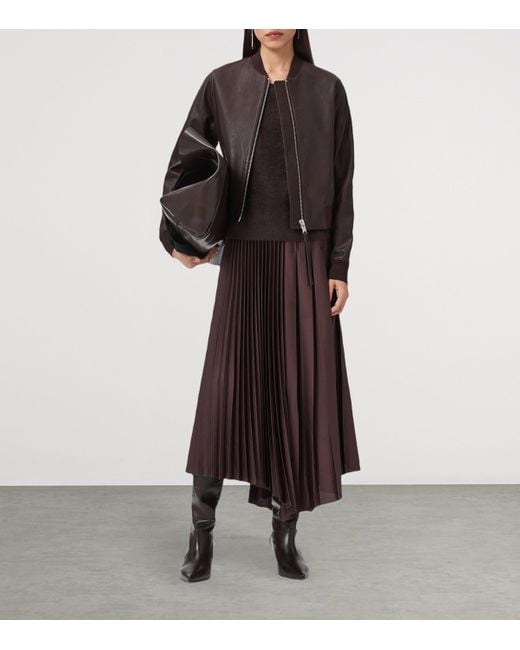 AllSaints Brown Leather Orten Bomber Jacket