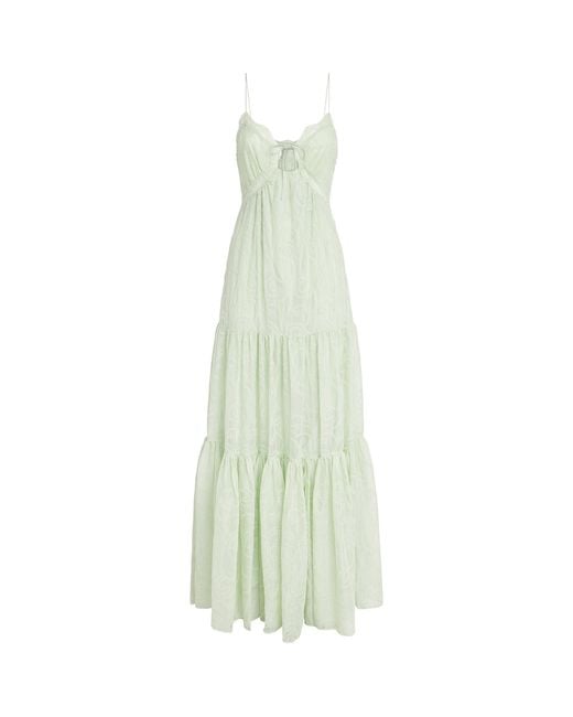 Alice + Olivia White Lace-Trim Nicky Maxi Dress