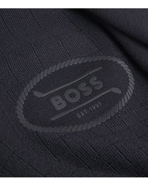 Boss Blue Stretch Cotton Piqué Club Polo Shirt for men
