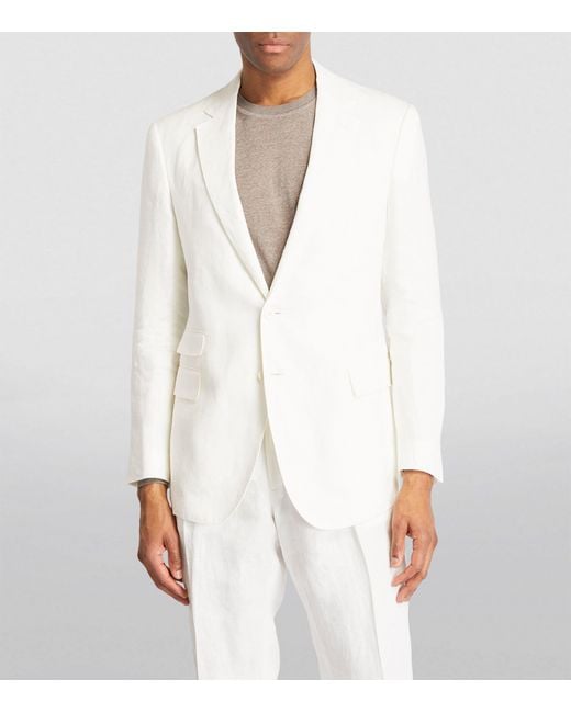 Ralph Lauren Purple Label White Linen Kent Blazer for men