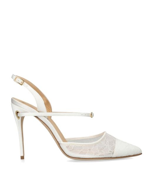 JENNIFER CHAMANDI White Lace Vittorio Slingback Pumps 105