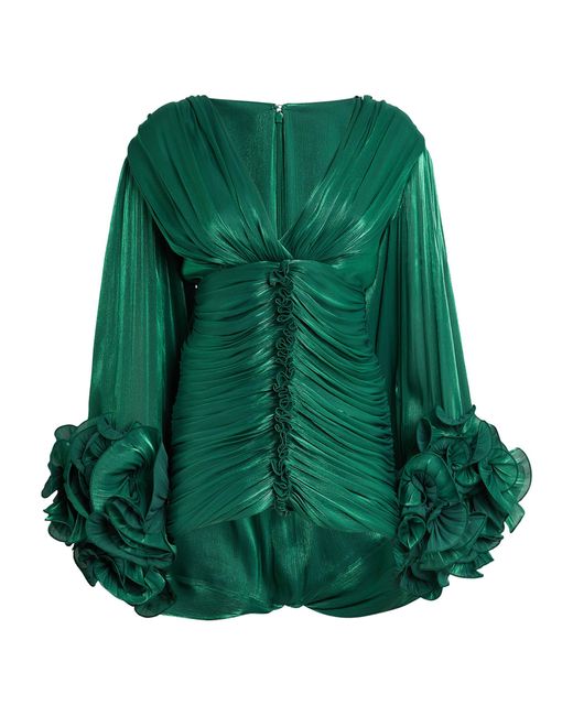 Costarellos Green Lamé Marlow Mini Dress
