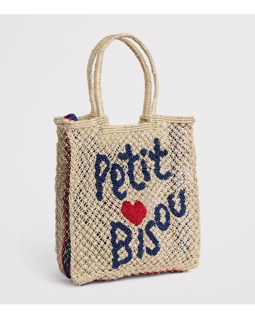 The Jacksons White Jute Petit Bisou Lottie Tote Bag
