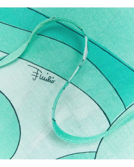 Emilio Pucci Blue Cotton Marmo Maxi Dress