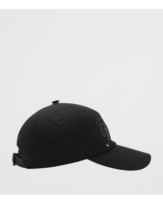 Burberry Black Cotton Gabardine Cursive Logo Cap for men