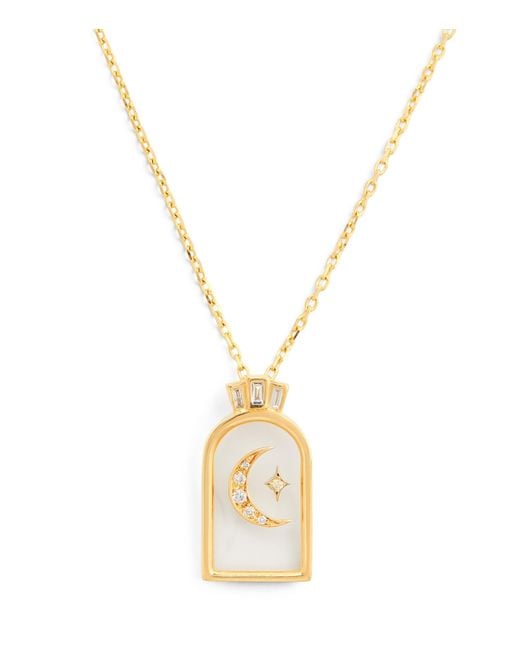 L'Atelier Nawbar Metallic And Diamond Biladi Hilal Necklace