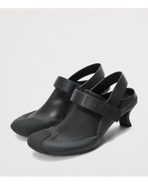 Loewe Black Leather Dive Slingback Mules 45