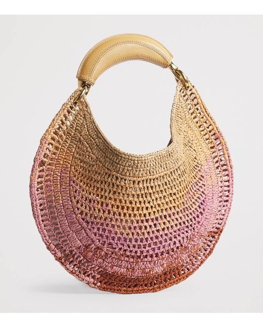 Chloé Pink Raffia Gradient Summer Banana Shoulder Bag