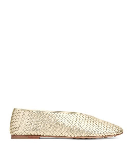 Bottega Veneta Natural Metallic Leather Rosa Ballet Flats