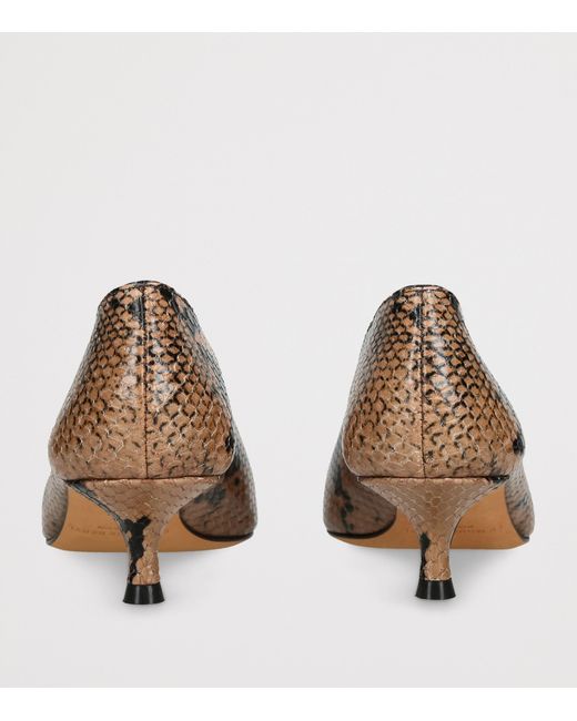 Le Monde Beryl Brown Leather Snake-Effect Babouche Pumps 35