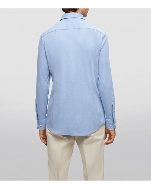 Boss Blue Stretch-Cotton Slim Shirt for men