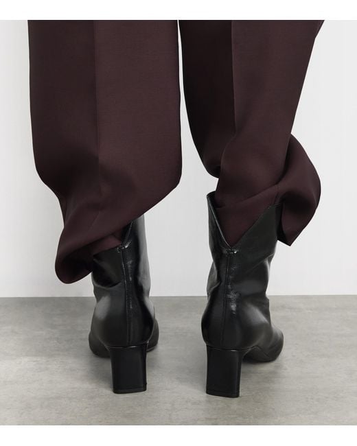 Khaite Black Leather Ona Ankle Boots 55