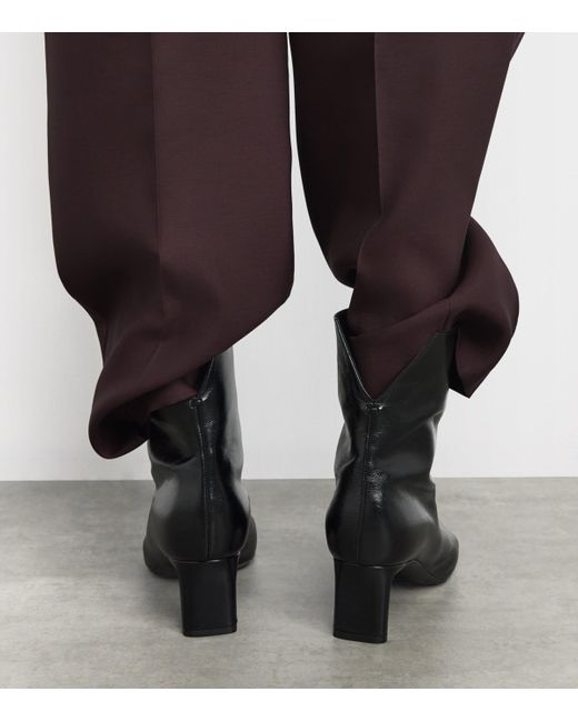 Khaite Black Leather Ona Ankle Boots 55