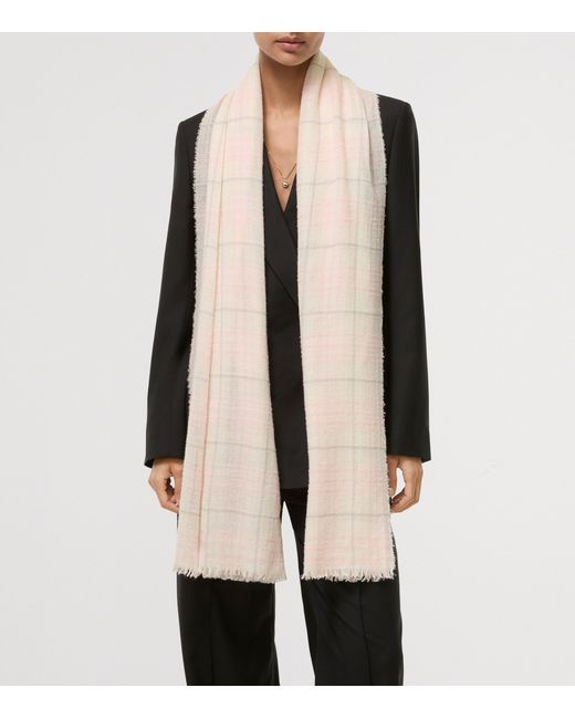 Burberry Pink Wool-Blend Embellished Check Scarf