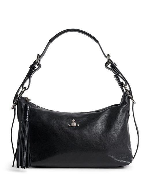 Vivienne Westwood Black Leather Emma Shoulder Bag