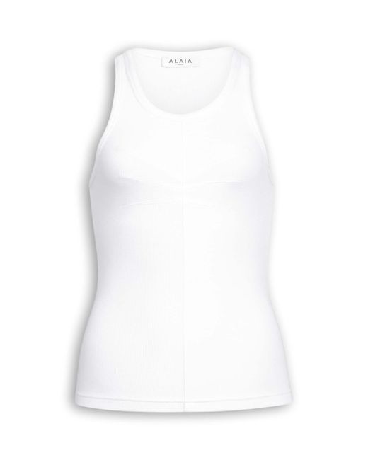 Alaïa White Darts Tank Top