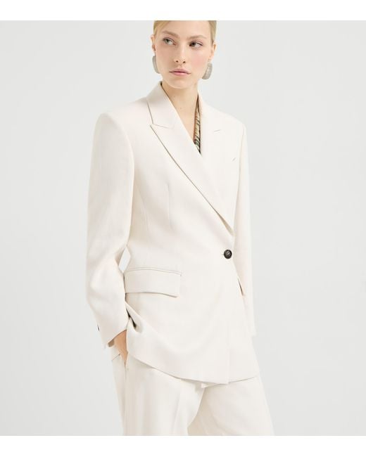 Brunello Cucinelli White Comfort Viscose Couture Twill Blazer