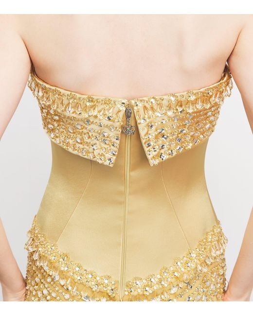 Georges Hobeika Metallic Embellished Strapless Gown