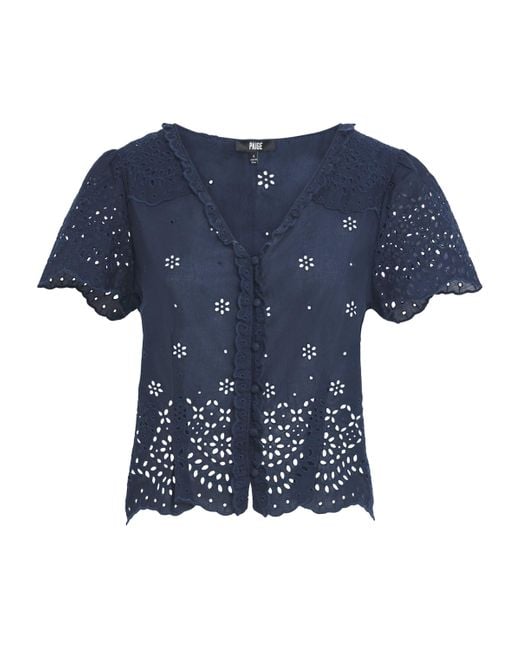 PAIGE Blue Cotton Quinta Top