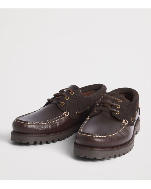 Barbour Brown Leather Darras Boat Shoes for men