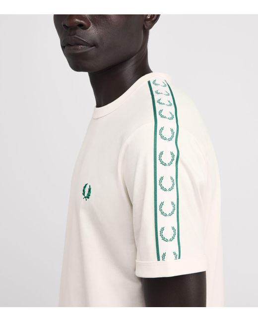 Fred Perry White Cotton Contrast-Tape Ringer T-Shirt for men