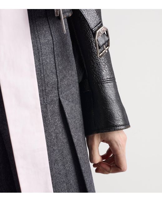 Prada Gray Wool Pleated Midi Skirt