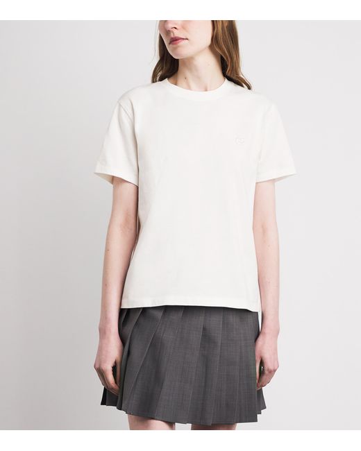Maje White Cotton Embroidered Logo T-Shirt