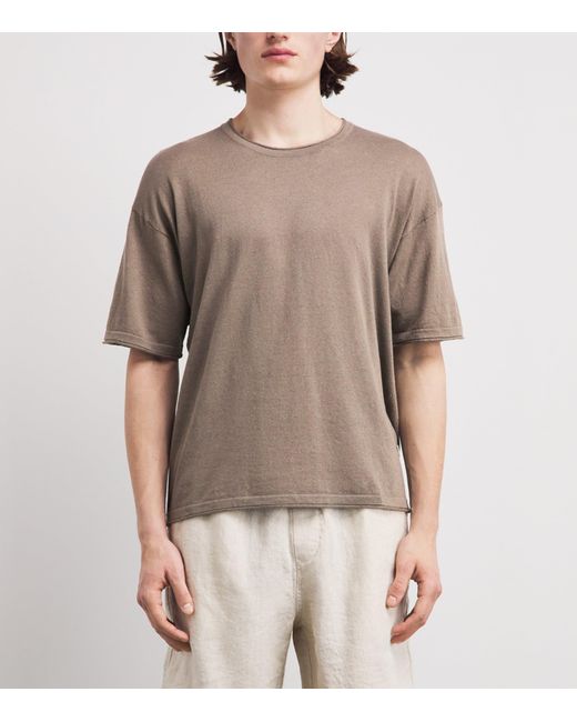 NN07 Brown Cotton-Linen Ryan T-Shirt for men