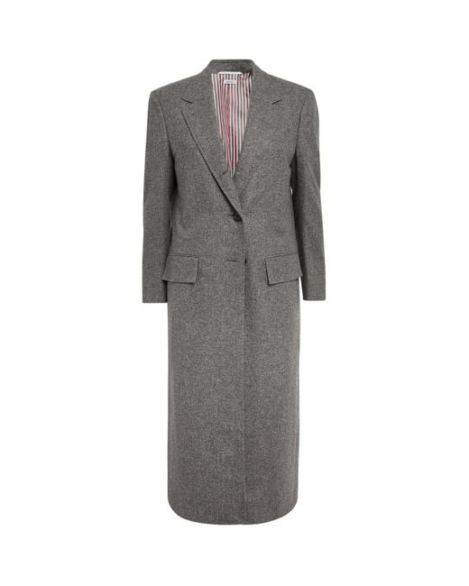 Thom Browne Gray Wide-Lapel Overcoat