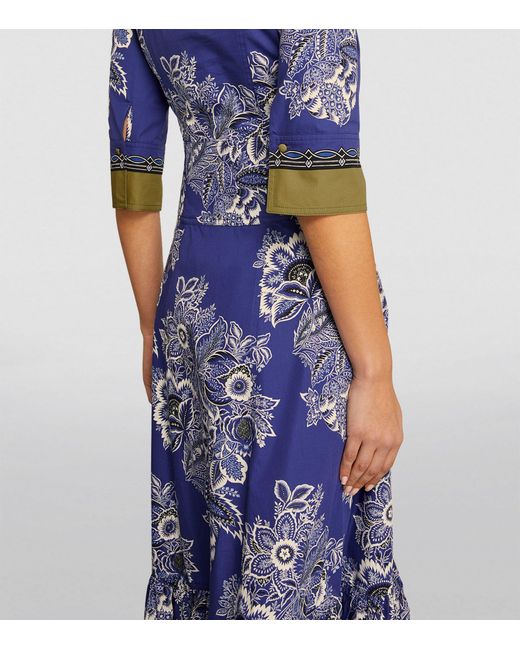 Etro Blue Cotton Printed Maxi Dress