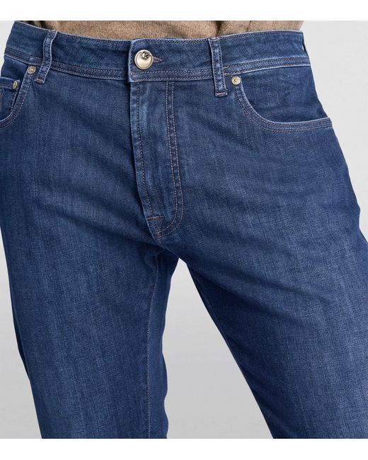 Corneliani Blue Stretch Cotton Jeans for men