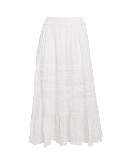 Polo Ralph Lauren White Cotton Embroidered Midi Skirt