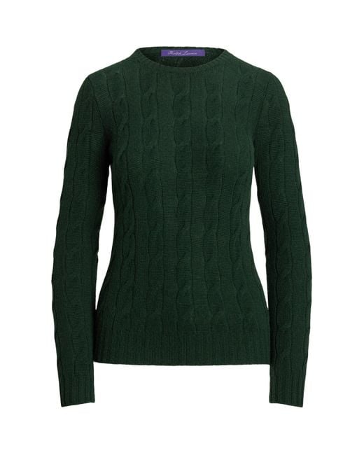 Ralph Lauren Green Cashmere Cable-Knit Sweater
