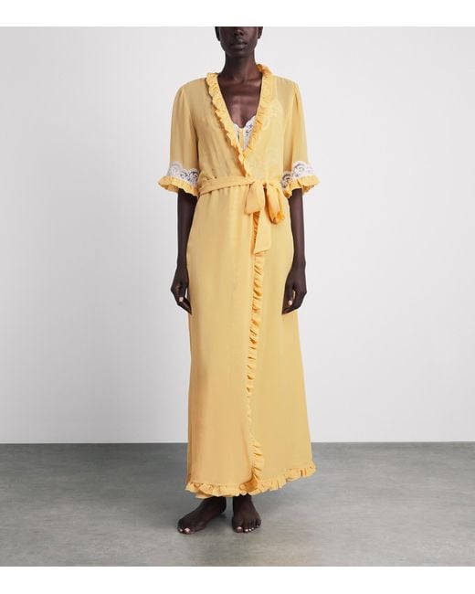 Loretta Caponi Metallic Silk Short-Sleeve Germana Robe