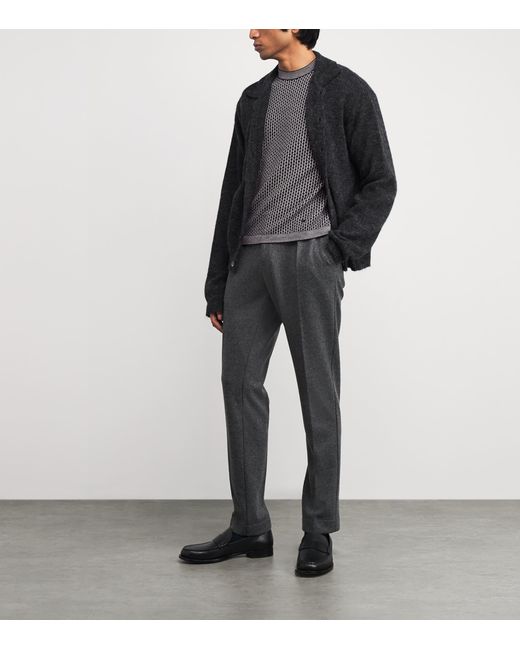 Emporio Armani Gray Virgin Wool Textured Sweater for men