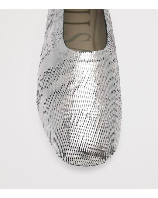 AllSaints White Metallic Leather Hailee Ballet Flats