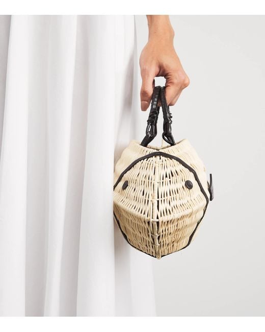 Staud Metallic Wicker Cleo Fish Top-Handle Bag