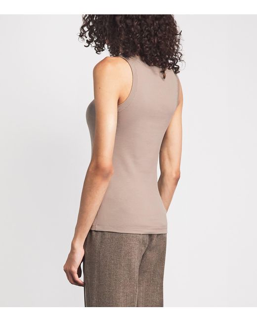 Fabiana Filippi Brown Rib-Knit Embellished Tank Top