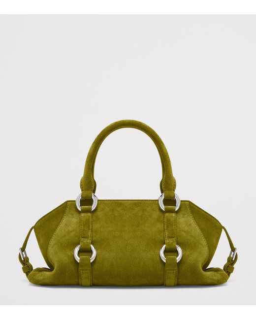 McQueen Green Small Suede Farringdon Top-Handle Bag