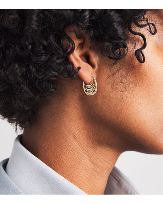 L'Atelier Nawbar Metallic And Diamond Triple Bloop Moon N*93 Hoop Earrings