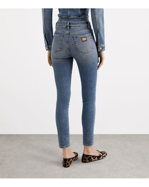 Dolce & Gabbana Blue High-Waist Skinny Jeans
