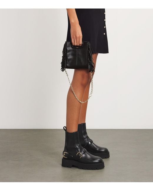 Maje Black Mini Leather 'M' Top-Handle Bag