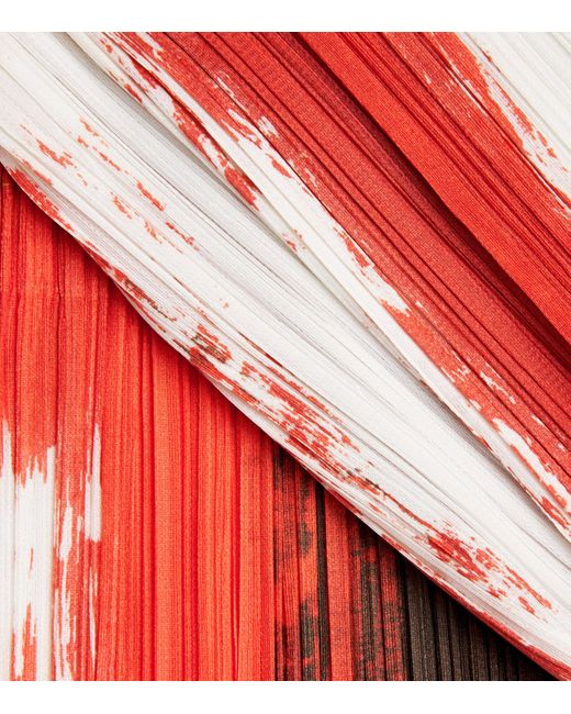 Pleats Please Issey Miyake Red Jump Midi Skirt
