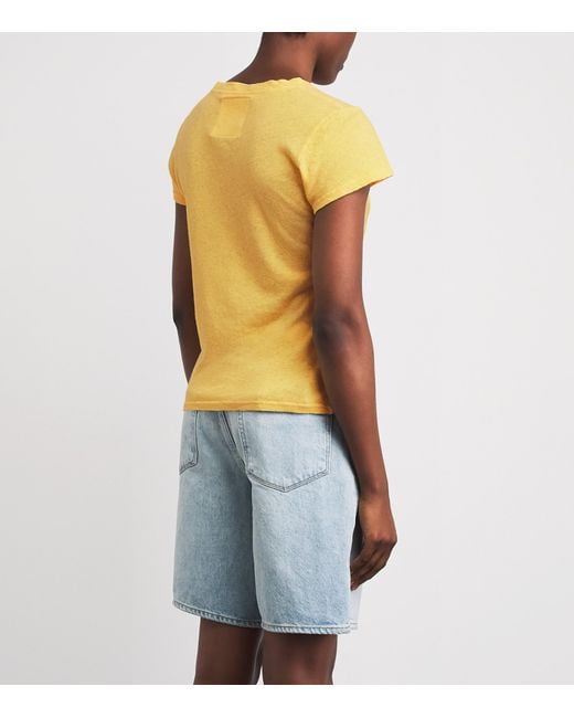 Mother Yellow Cotton-Linen The Lil Sinful T-Shirt