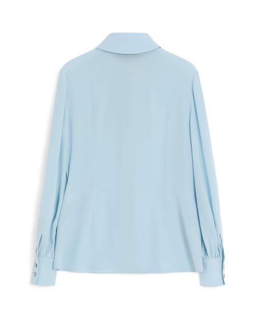 Valentino Blue Silk Pussybow Blouse